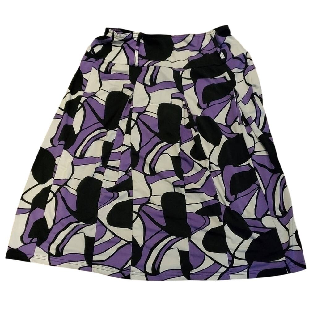 𝅺Metro Wear Geometric Pull-on Wide Waist Black Purple Black Gray Y2K Skirt L